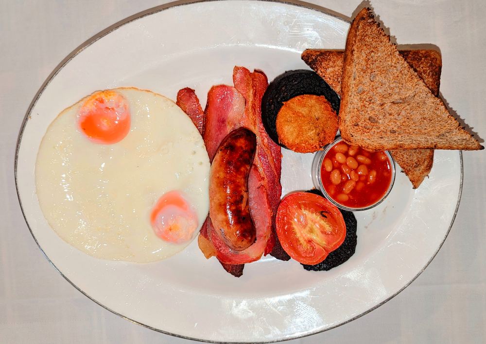 A full cooked breakfast served at Saltwind House