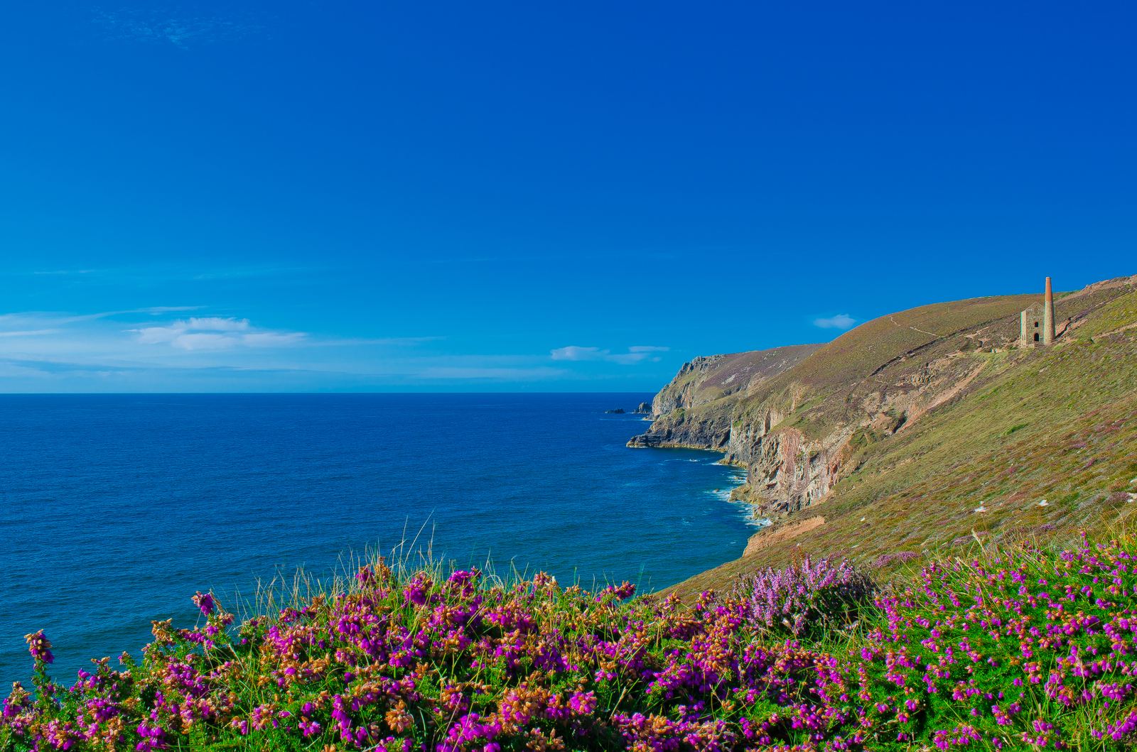 Cornwall sea cliffs and the South West Coast Path near St Agnes